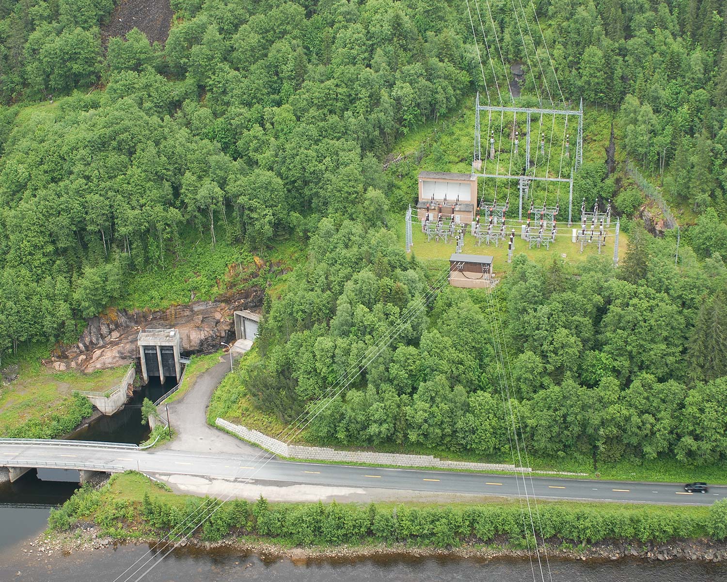 Hegsetfoss power plant from above.