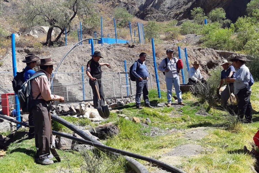 Ditch digging for water pipes 